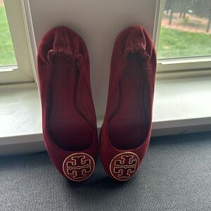 Tory Burch Suede Red Flats